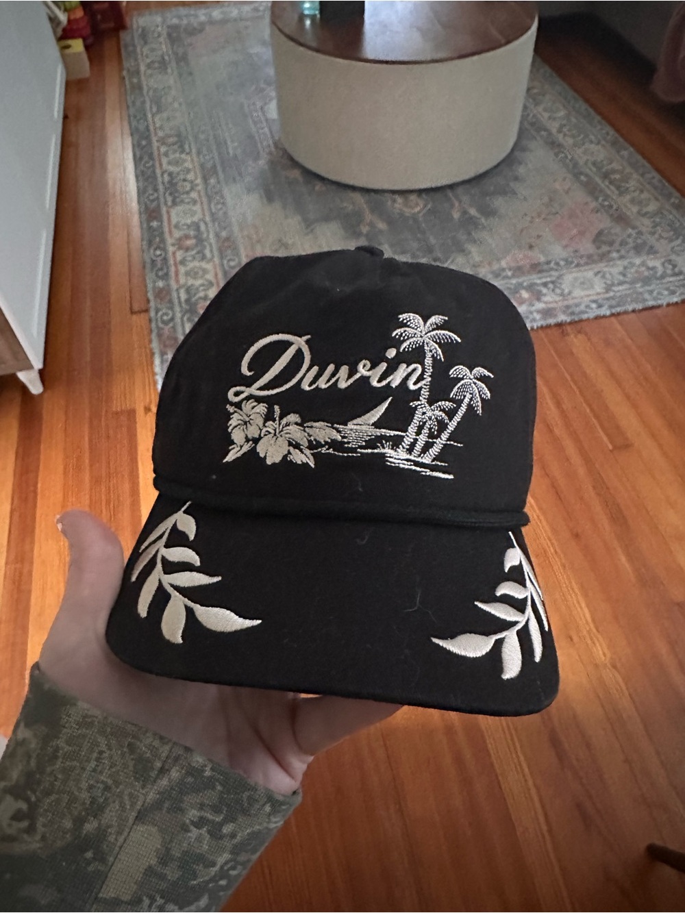 Duvin Black Embroidered Tropical Baseball Cap